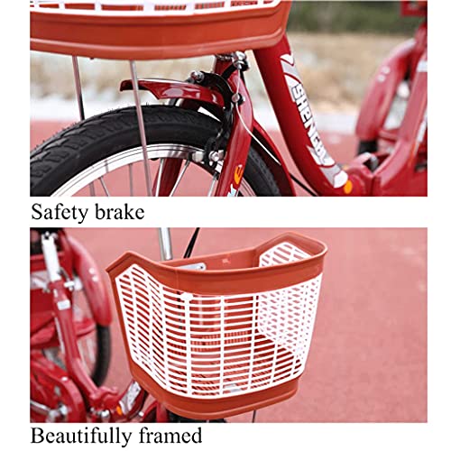 LEELLY Ultraleichtes faltbares Dreirad für Erwachsene, verstellbare Rückenlehne, Trike-Fahrrad, 20-Zoll-Dreirad, für Einkaufspicknick, Outdoor-Sport, Männer, Frauen (Farbe: rot) – Bild 7