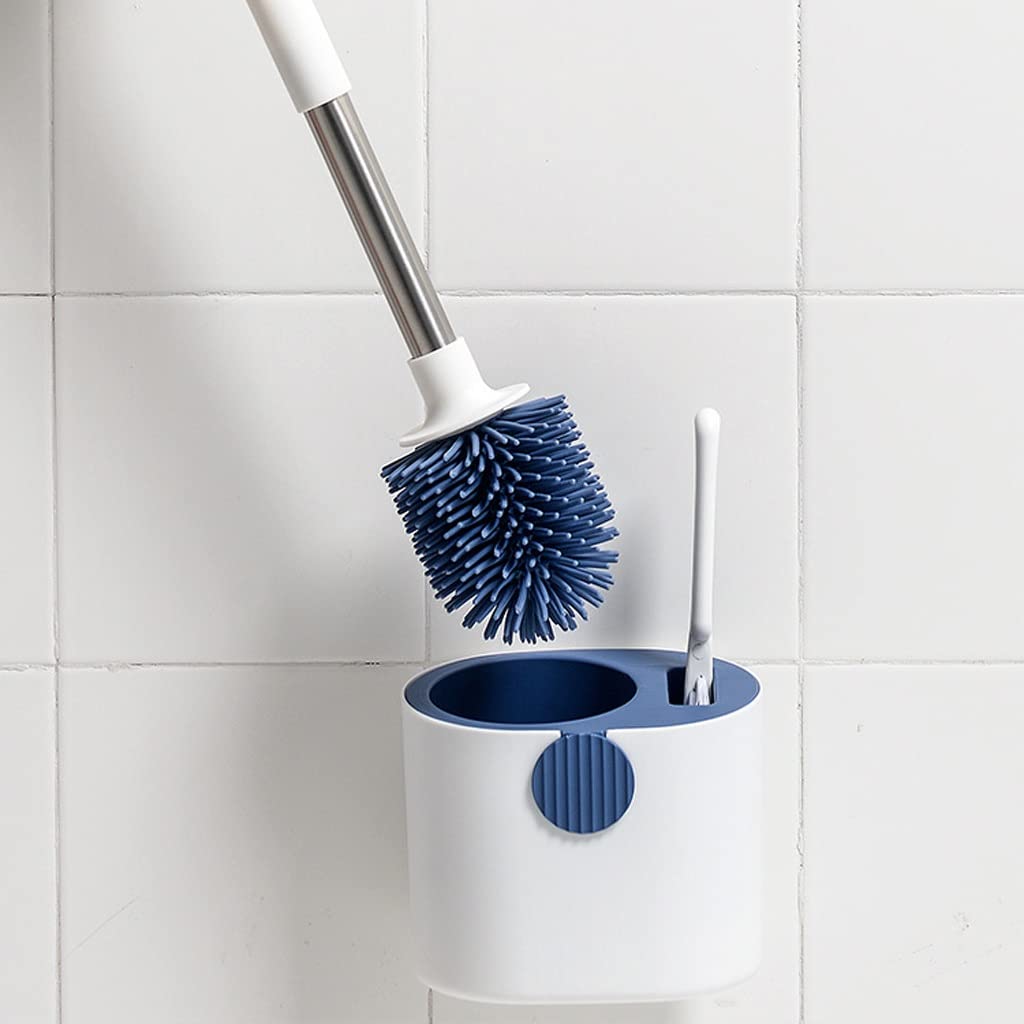 Pennello da Parete a Muro a soffitto Dual-Uso Spazzola for la Toilette in Silicone Bagno in Silicone Spazzola for la Toilette Set Pennello da Toilette Lungo Manico (Color : B)