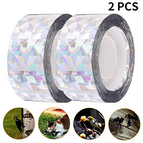 Preisvergleich Produktbild QWEPU 2PCS Vogelabwehr Vogelband Abschreckung Abwehrband Reflektorband zur Garten Bauernhof Abwehrband Vogel Band Reflexion Reflektorband zur Vogelabwehr