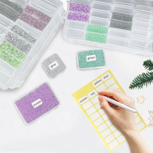 Image of Guyuyii 58 Pcs Transparent Bead Organizer with Portable Handle and Labels | 3-Tier Bead Organizers and Storage for Craft Supplies, Jewelry Making, Diamond Painting, Earrings, Sewing