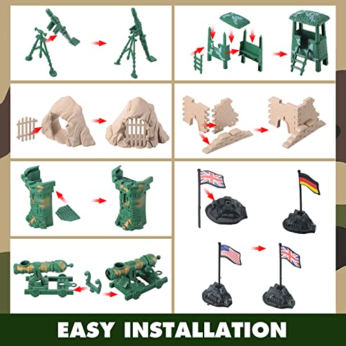 606 Plastic Army Men Toys Including 300 Pcs Toy Soldiers 300 Pcs Army Toys 6 Pcs Assorted Tank Helicopter Panzer Car Military Vehicles, Mini Army Guys Military Figures Set For Little Teens #TOP4