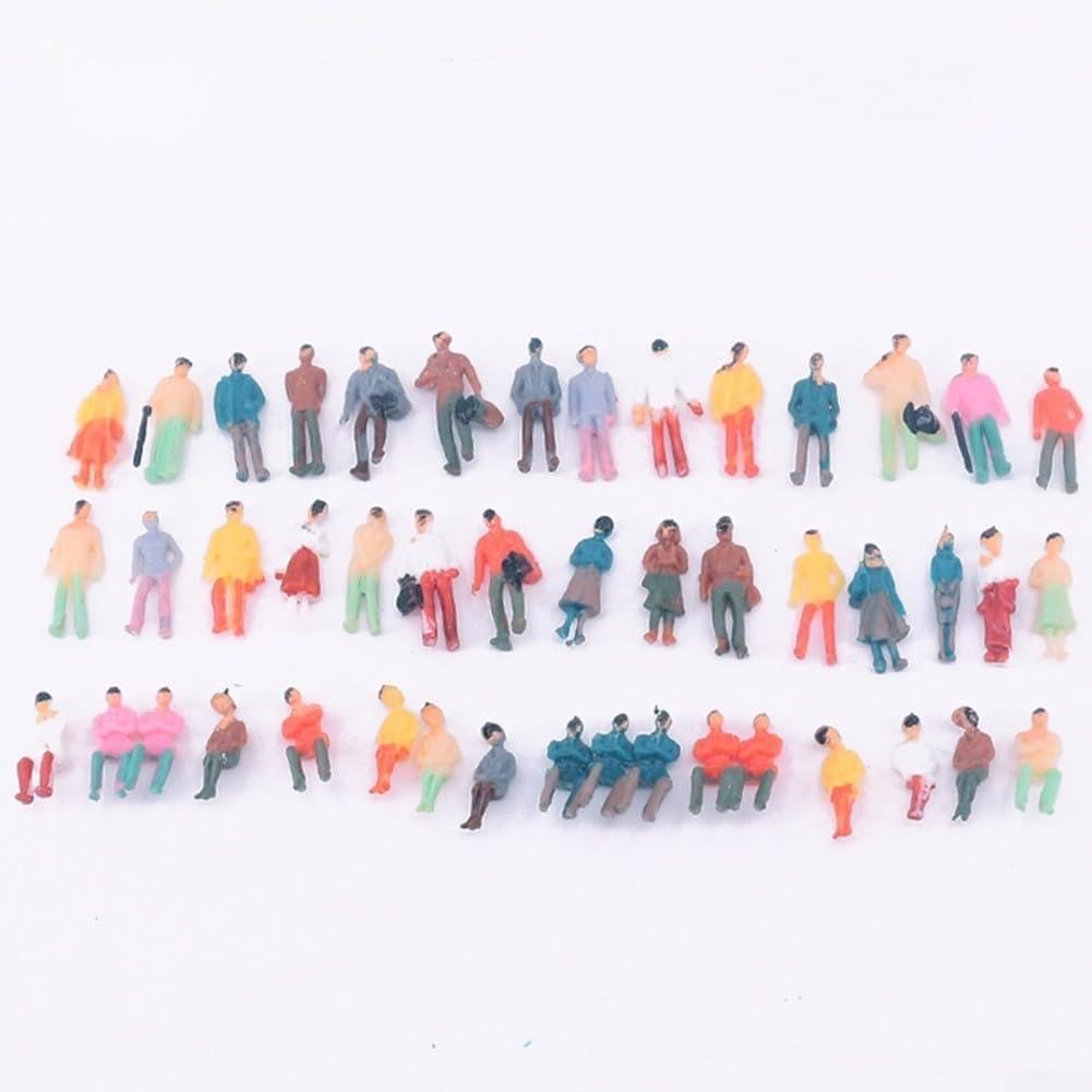 MeevrgR Painted Figures for Model Railway N Gauge Train Layout Scenery 200 PCS Tiny People Figurines Standing Seated 12-19mm