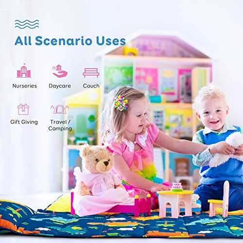 Sivio Schlafsack Kinder mit Gewichtsdecke 1,3 kg und Kissen Abnehmbar, Kinder Schlafsack für Kleinkinder Jungen und Mädchen, Ideal für Kindertagesstätte, Kindergarten, Blau Dinosaurier, 130 x 50 cm – Bild 6