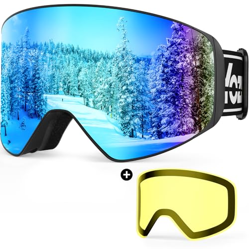 YOZISS Ski Goggles, Snow Goggles Magnetic with Interchangeable Lens, OTG Anti...