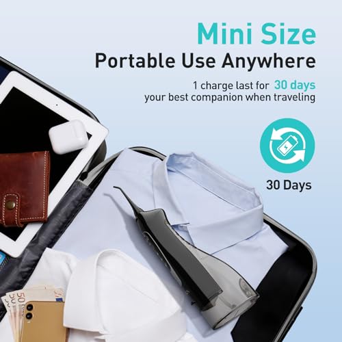 Coslus COSLUS-56+5 Water Dental Flosser Teeth Pick: Portable Cordless Oral Irrigator 300Ml Rechargeable Travel Irrigation Cleaner Ipx7 Waterproof Electric Waterflosser Flossing Machine thumb #4