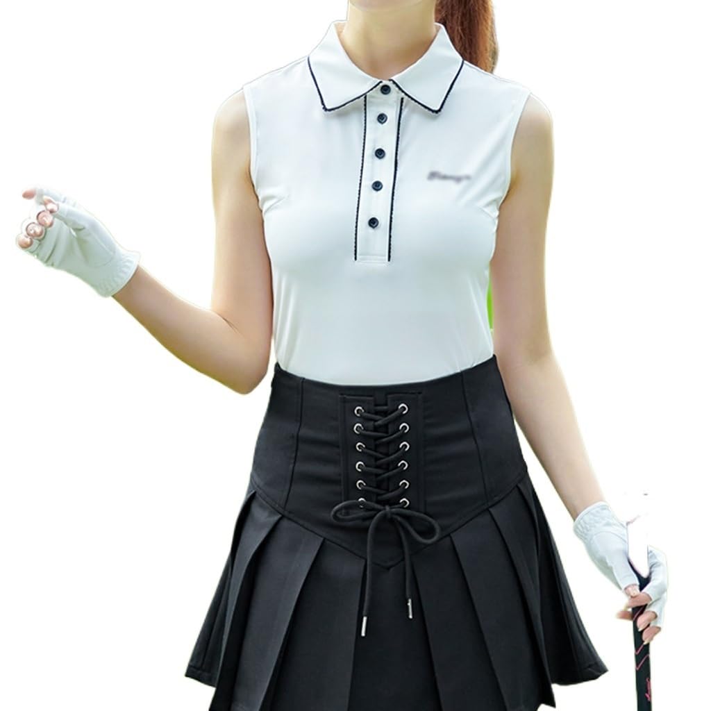 Polos Golf Mujer Camiseta de Tenis Sin Mangas de Secado Rápido Verano Ligero Correr Deportes Camiseta Sin Mangas