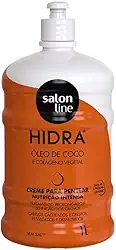 Salon Line, Creme de Pentear, Hidra Nutrição Intensa, Óleo de Coco, Vegano - Cabelos Lisos, Ondulados, Cacheados e Crespos, 1 L