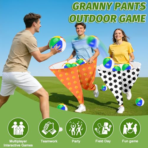Image of Granny Pants Outdoor Game Set with 2PCS Oversized Granny Pants and 8 Bouncy Balls & 1 Air Pump(Random Color), Granny Pants Yard Game for Adults and Family Entertainment Group Activities