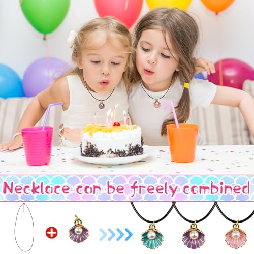 36 Pack Mermaid Shell Necklace Summer Pink Shell Mermaid Party Gift Decor for Princess Under The Sea Birthday Themed Party Little Girls Gift Bag School Rewards4