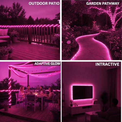 Image of 5 Meter Waterproof LED Strip Light Pink | Decorative LED Rope Light, Flexible Strip Lighting, Bedroom Decoration, Party Lights, False Ceiling Decor