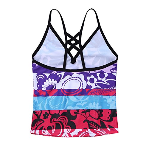 Image of ranrann Girls 3 PCS Floral Printed Tops with with Bottoms Shorts Set Swimwear Swimsuit Bathing Suit