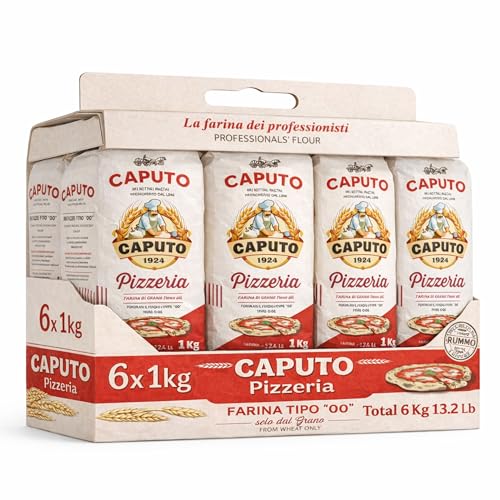 Harina Caputo Pizzeria, Origen Italiana, ideal para masas de alta hidratación, ligera y perfectamente levada, Recomendado para la clásica pizza napolitana, Tipo 00, Contiene 6 unidades de 1 Kg
