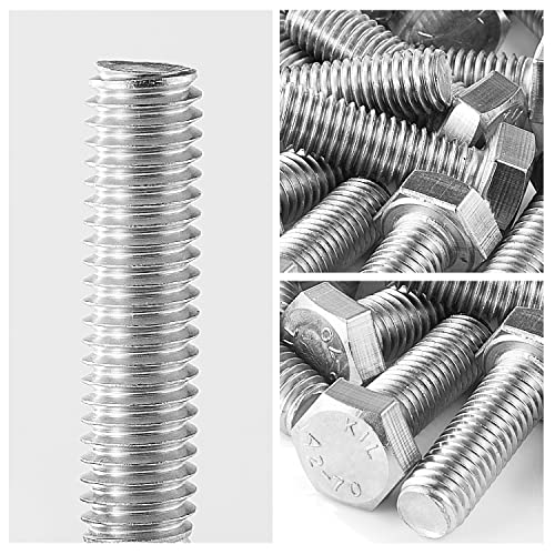 Image of M8-1.25 x 20mm Heavy Duty Hexagon Bolts Hex Head Screws, 304 Stainless Steel, Metric Machine Fully Thread, Bright Finish, Quantity 25PCS