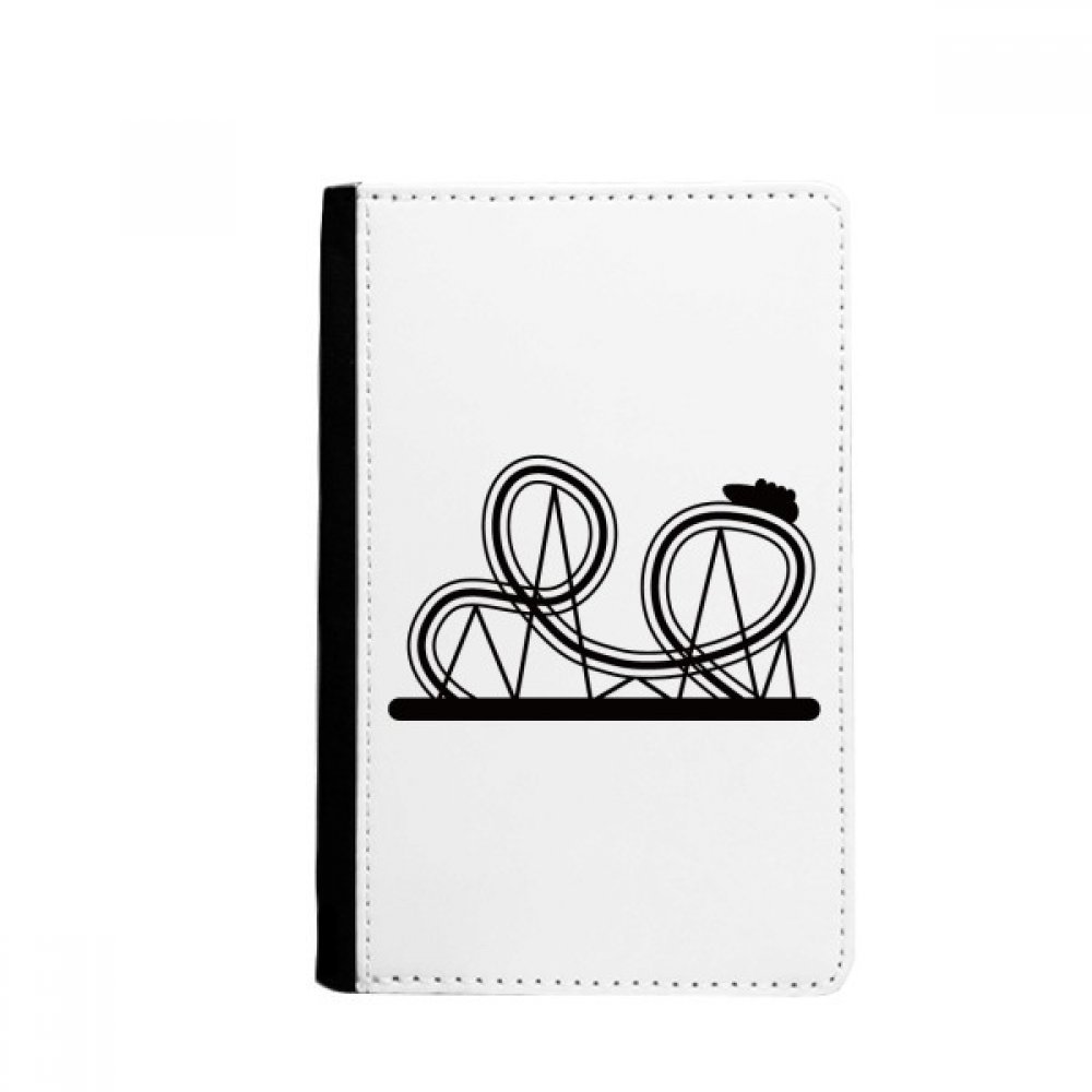 DIYthinker Black Roller Coaster Amusement Park Outline Passport Holder Notecase Burse Wallet Cover Card Purse