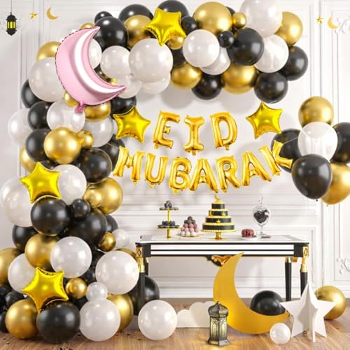 Image of Rozi Decoration Eid Mubarak Foil Balloons Decoration Combo Set of 68 Pcs Iftar Party Decorations | Ramadan Kareem Decoration Items | Eid Mubarak Decoration Set