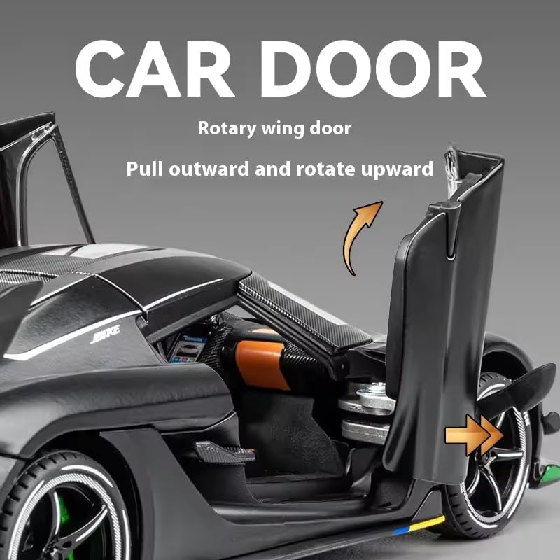 Image of Alokik Enterprise 1:24 Koenigsegg Jesko Sport Diecast Model Metal Pull-Back Car with Sound & Light and 2 Opening Doors Kids' Best Toy Vehicle Gift【Gray】