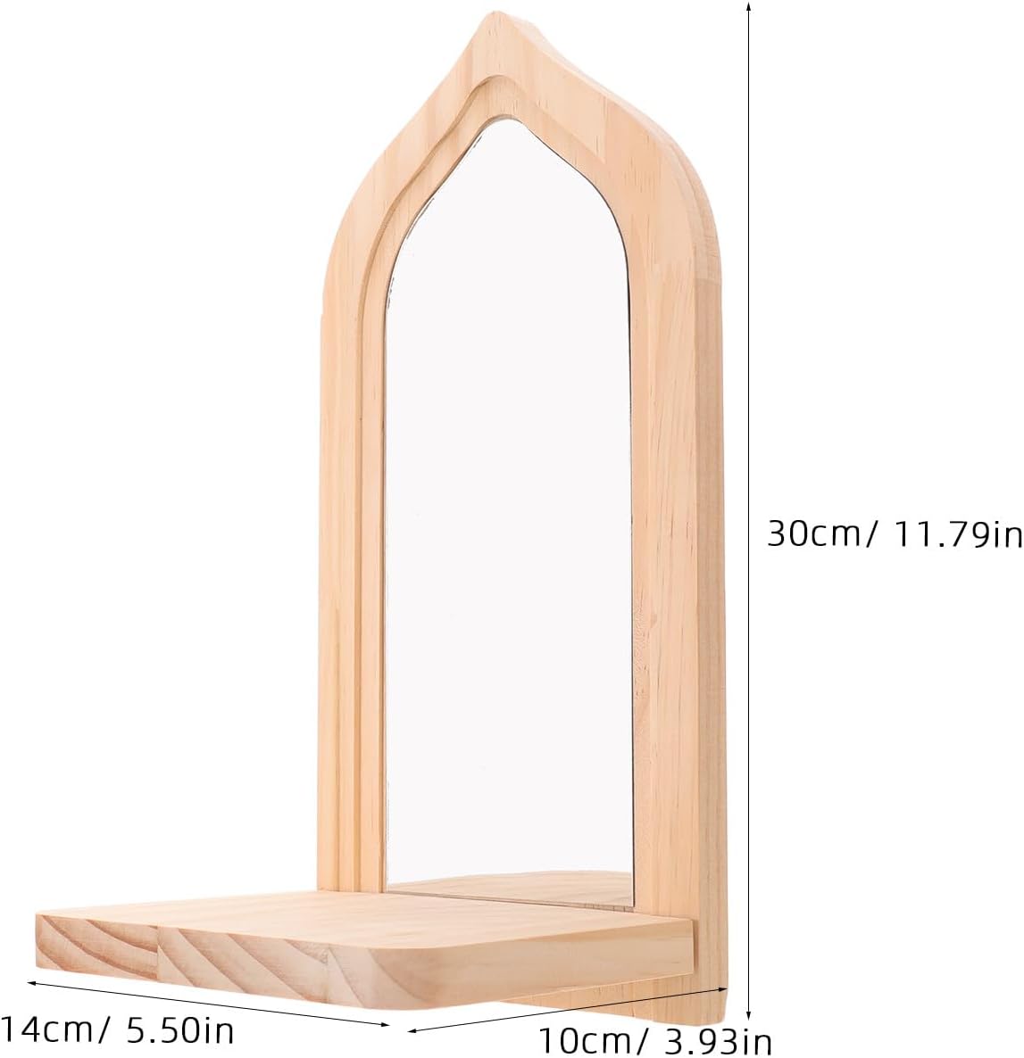 Wall Candle Sconce with Mirror - Wooden Floating Shelf for Display - Tealight Candle Stand for Farmhouse Living Room Hallway Silver