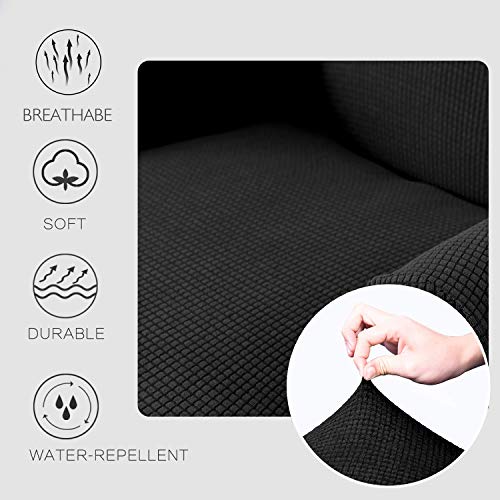 Granbest Premium Water Repellent Wingback Chair Cover 2-Piece High Stretch Jacquard Fabric Wing Back Chair Slipcovers (Wing Chair Cover, Black) #TOP3