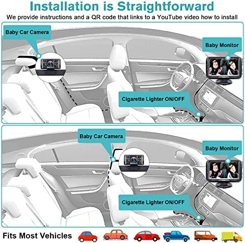 Baby Car Camera HD 1080P Baby Car Mirror 5 Mins Easy Installation Crystal Night Vision Infant Travel Safety Kit Rohent N06