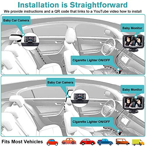 Rohent Baby Car Camera Display Hd 1080P Baby Car Mirror 5 Mins Easy Installation Crystal Night Vision Infant Travel Safety Kit N06 #TOP4