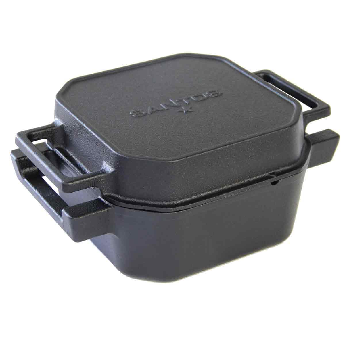 SANTOS Square Dutch Oven mit Deckel - Quadratischer Schmortopf - 9,5L/10Qt Feuertopf - Gusseisen - patentiertes Design - dickwandig, langlebig, robust
