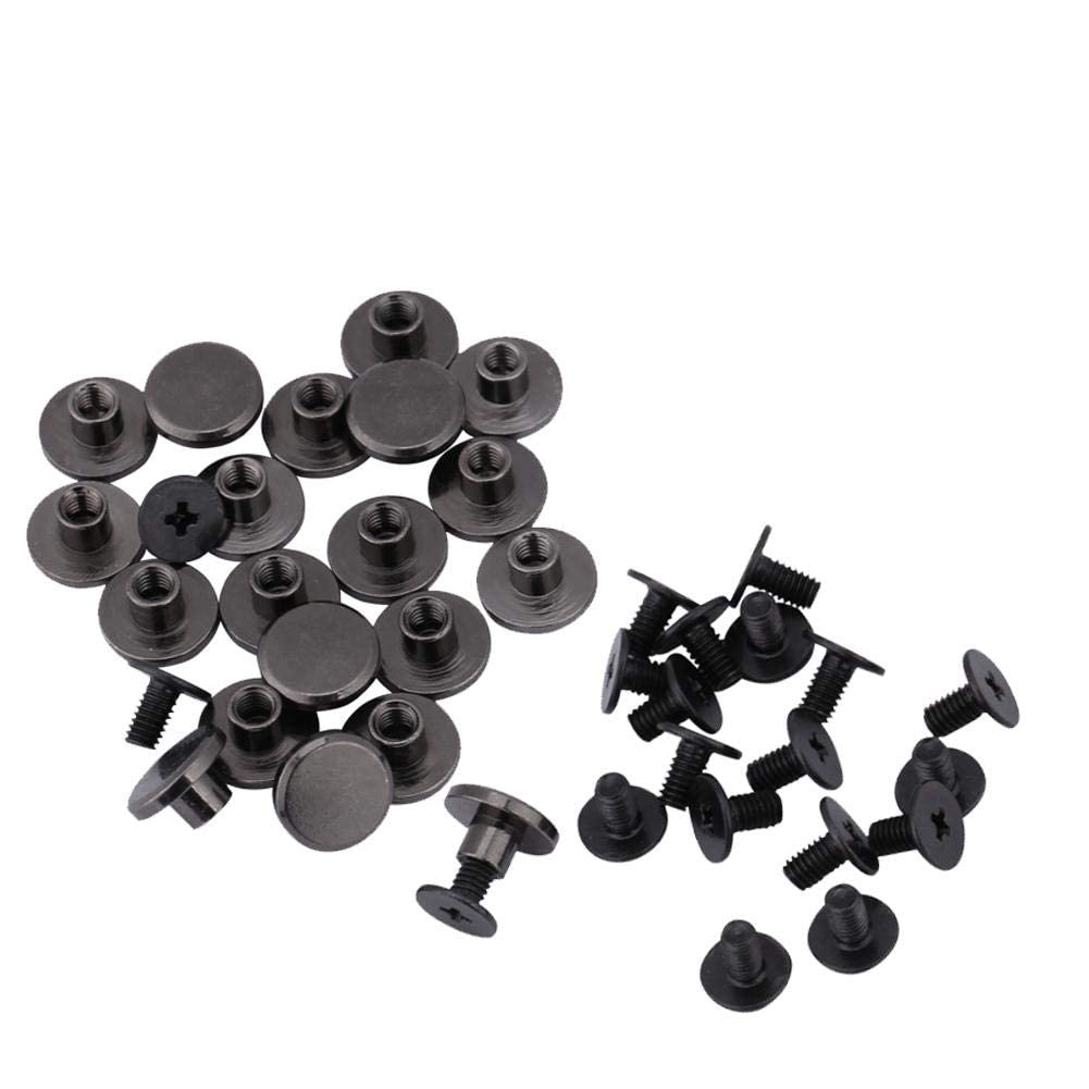 Wytino Brass Rivet, 20sets Rivet Buttons Press Studs Brass Flat Head Strap Rivets + Screw for Luggage Leather Craft Bag Screws (8mm)