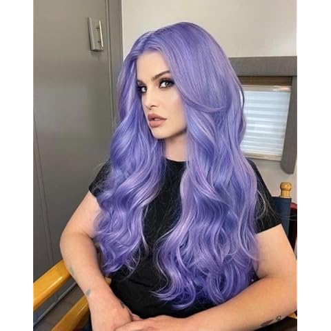 LANOVA Purple Wigs for Cosplay, Synthetic Wigs, Loose Curly Wig Purple, Long Wig, Glueless Wig, Light Purple Wig 22 inch LANOVA-067 Cover