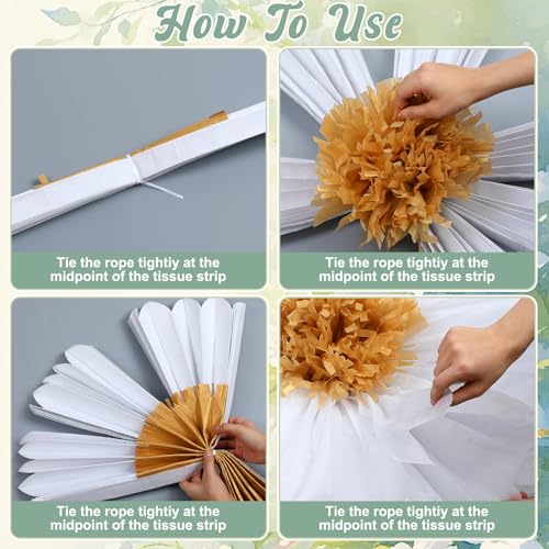 Image of Chunful 5 Pcs 30'' 24'' Gaint Daisy Tissue Paper Flowers Decor White Wonderland Large Hanging White Tissue Paper Pom Poms Decor for Wonderland Daisy Birthday Bachelorette Wedding Baby Shower Party