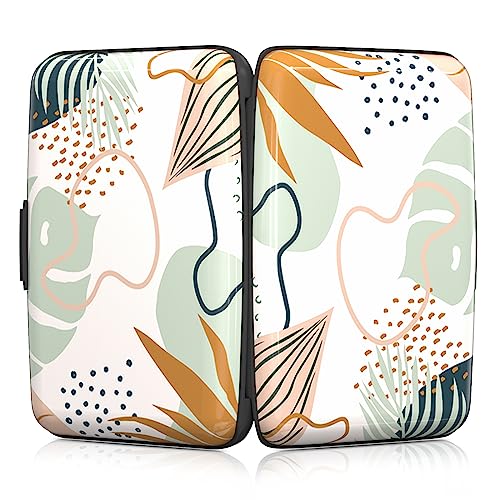 Image of Rimilak Aluminuml Credit Card Holder, Mini Credit Card Wallet RFID Blocking Slim Metal Hard Case for Women Men, Boho Plants