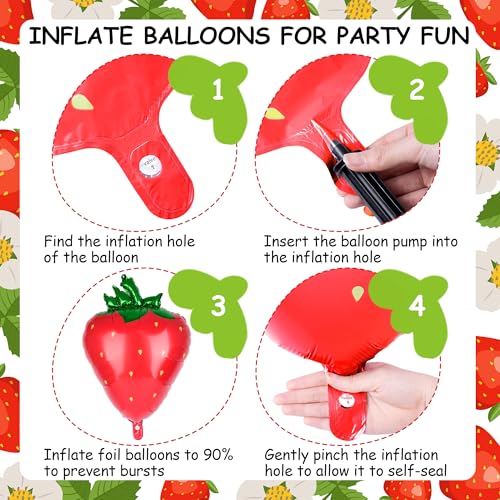 Image of Kriyokiaa 8 PCS Strawberry Balloons, 28 inch Berry First Foil Balloon Shortcake Birthday Decor Perfect for Strawberry Birthday Party Decorations, Baby Shower Decorations