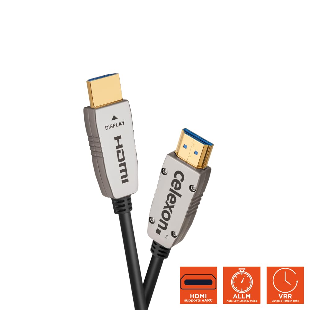 celexon Cable activo de fibra óptica HDMI 2.1 8K de 50 m, negro