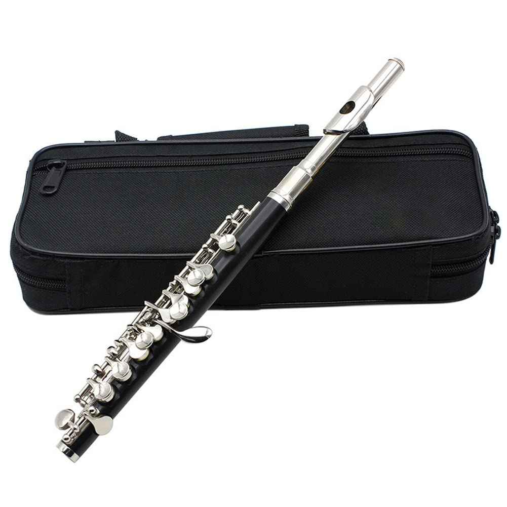 Piccolo a mezza misura chiave C, piccolo in cupronichel placcato argento a 16 fori con custodia, bacchetta, cacciavite