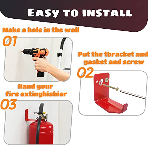 4 Pack of Fire Extinguisher Mount, Wall Hook, Fire Extinguisher Bracket up to 40 lbs Extinguishers, Suitable for Big and Small fire extinguishers, Holder for Dry Chemical and Water extinguishers