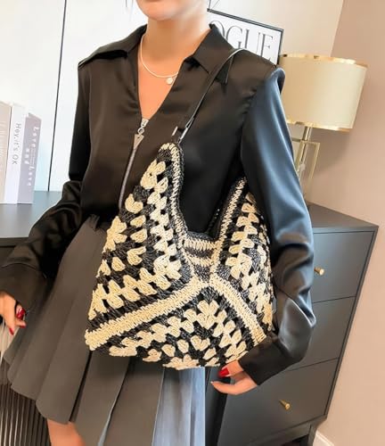 Bolso Hobo de Paja tejido para mujer miniatura 3