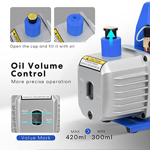 VIVOHOME 110V 1/2 HP 5 CFM Bomba de Vacío Rotativa de Paleta de Doble Etapa para HVAC con Balanza Electrónica Digital de Precisión para Carga de Refrigerante de 110 LB con Estuche miniatura 4