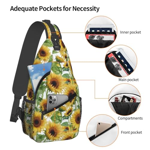 Bolso bandolera con estampado de girasol para viaje miniatura 4