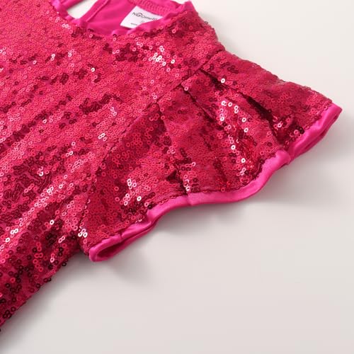 Image of Noomelfish Girls Short Sleeve Sequin Shirts Party Glitter Sparkly Tops Blouse (5-12 Years)