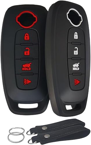 Funda de silicona para llavero con control remoto sin llave, compatible con Nissan Pathfinder Rogue 2023 2024 - 4 botones para maletero de automóvil