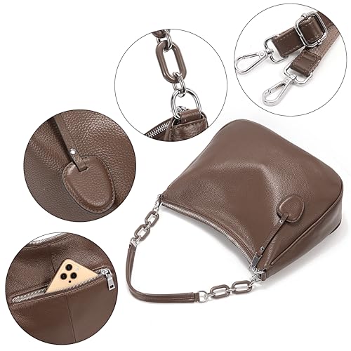 Image of YALUXE Real Leather Hobo Bags for Women Designer Handbags Shoulder Bags Cross-body Purses