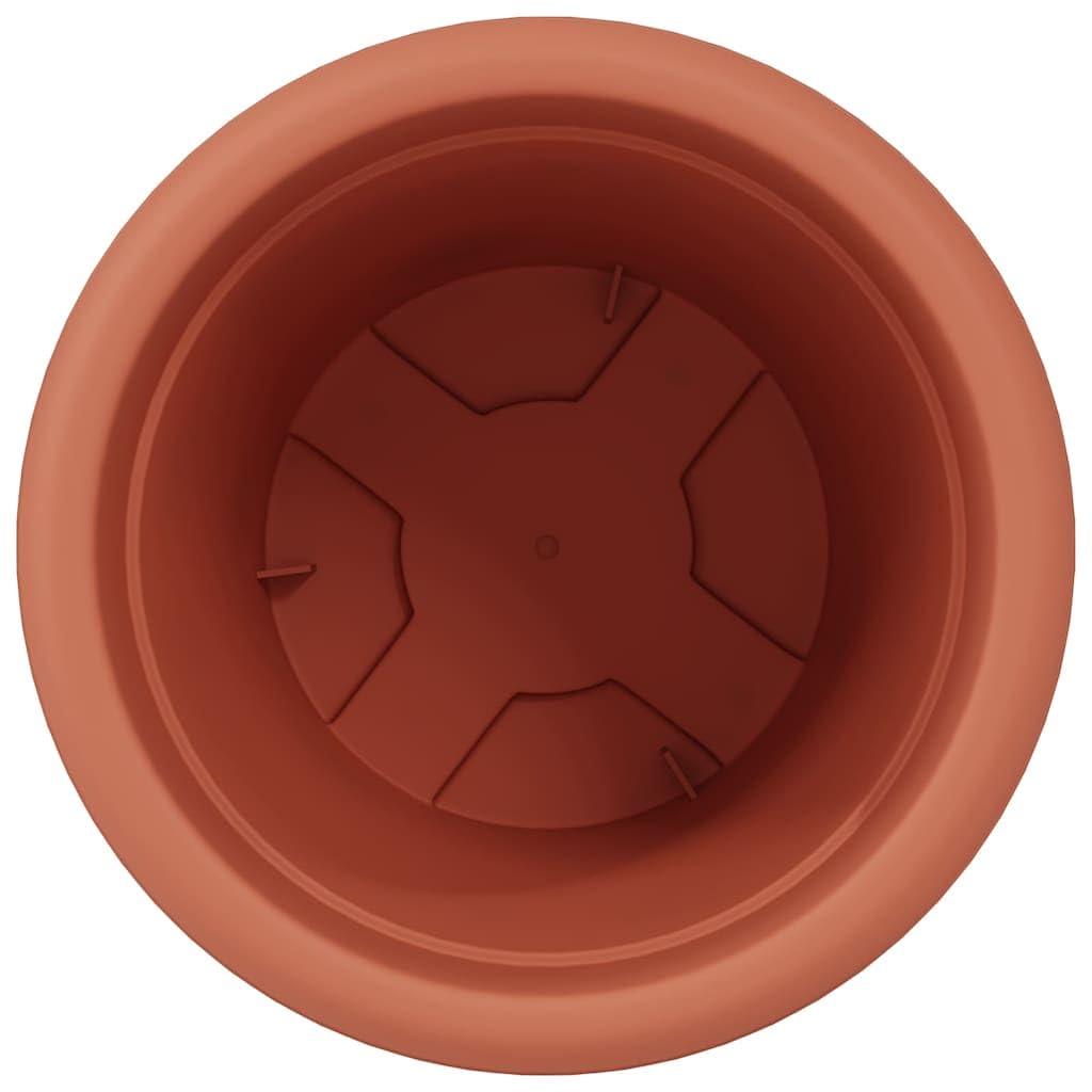Runder Blumentopf 24er Set Ziegelrot Ø 30 x 25 cm aus Kunststoff - Moderner Pflanztopf mit Entwässerungslöchern für Garten Balkon Terrasse und Innenbereich