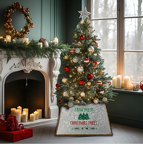 Losris CHRISTMAS TREE COLLAR Metal Farmhouse Tree Skirt Square Trees Ring Base Stand Cover For Xmas Christmas Tree Holiday Home Rustic Decor Decorations thumb #3