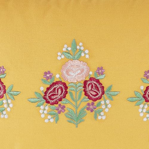 Image of haus & kinder Decorative Embroidered Sham Cushion Cover Set of 1, Cotton Throw Pillow Cushion Cover 12x18 Inch for Sofa, Couch & Living Room Decor, Soft Breathable Rectangle Cushion Case