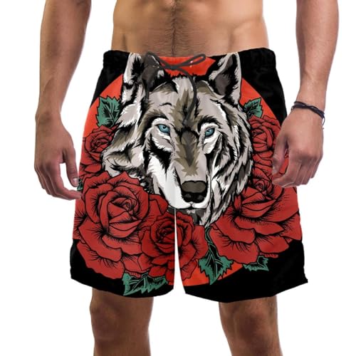 Maillot de bain séchage rapide homme short de plage à motif loup