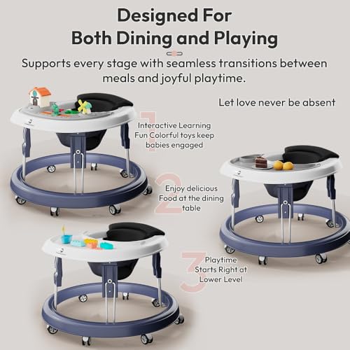 Image of StarAndDaisy Walker for Kids 6 to 24 Months /Baby Walker Boy & Girl with 360 Rotational Wheels, Toy Tray & Padded Seat /Foldable Walker for Kids for 1 Year with Adjustable Height -Blue