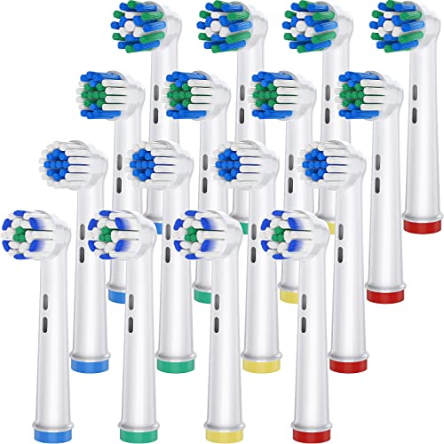 Têtes de brosse de rechange pour Oral B Braun, 16 Pack têtes de brosse à dents électriques pour Oral B comprenant 4 styles, les têtes de brosse à dents fonctionnent pour Oral B Pro1000