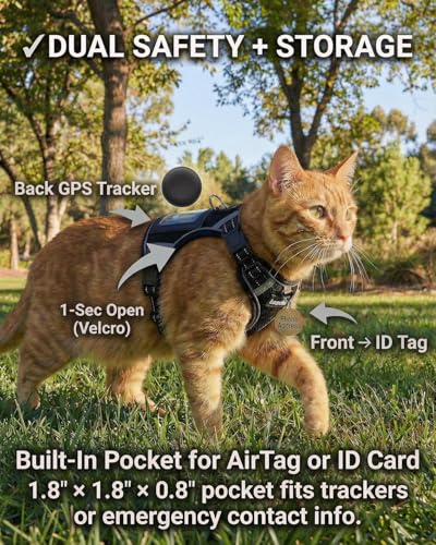 Luxelle Escape-Proof Cat Harness and Leash Set – Adjustable No Pull Soft Vest with 360° Reflective Straps, Built-in Pocket & Wrist Strap, Breathable Mesh Outdoor Harness for Cats & Kittens - Image 6
