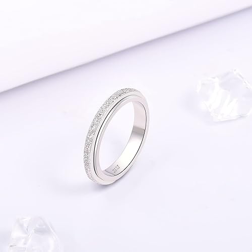 Miniatura 4 de Teioa Anillos giratorios de plata de ley antiansiedad, anillos para aliviar el aburrimiento, TDAH, autismo, anillos para mujeres y hombres