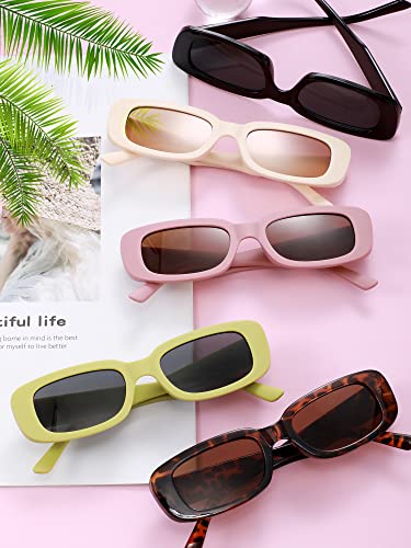Frienda 10 Pairs Retro Rectangle Sunglasses for Women Vintage 90s Glasses Trendy Y2k Sun Glasses Square Frame UV Protection4