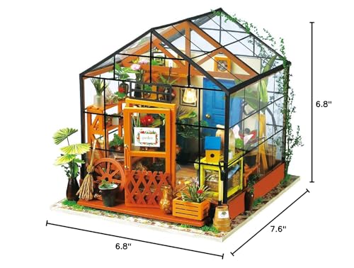 Rolife DIY Miniature House Kit-Mini Diorama 1/18 Greenhouse Dollhouse Building Kit with LED, Crafts for Adults Christmas Birthday Gift for Boys Girls Mom Home Decor (Cathy's Flower House) - Image 9