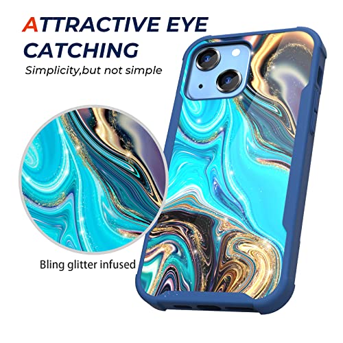 Maxcury Protective Marble Case For Iphone 13, For Apple Phone 13 Case For Women & Men, Shockproof Drop Protection Hard Cover For Apple Iphone 13 Phone In 6.1 Inch 2021 Released (Blue) #TOP5